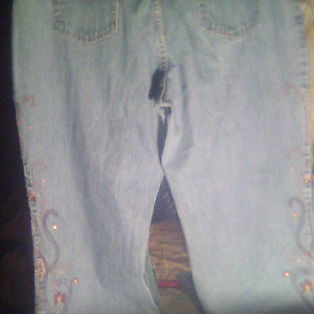 Bootcut jeans with design down side